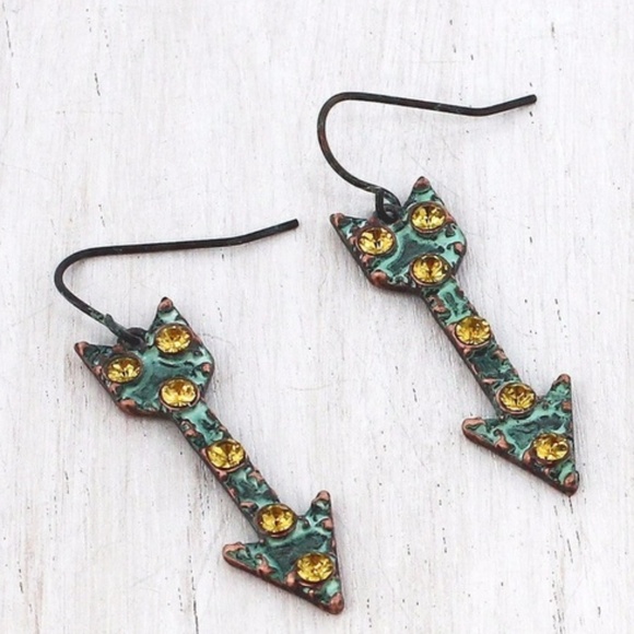 Jewelry - *** 5/$20 SALE! ***  Topaz Patina Arrow Earrings